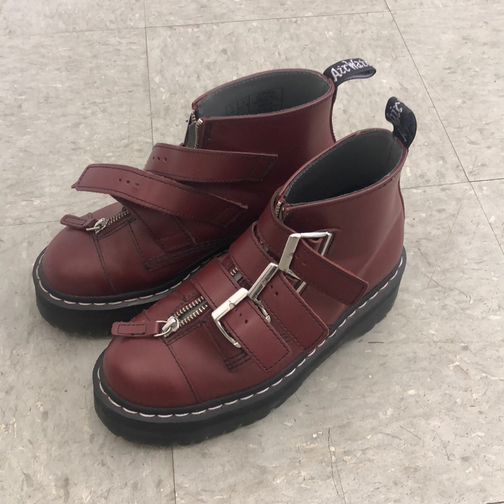 Agyness Deyn Cherry Red Buckle Doc Martens